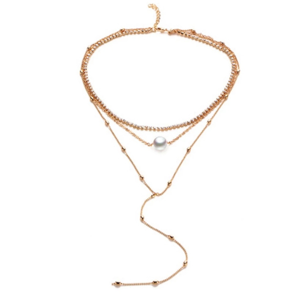 5 for $25 Three Faux Layer Pearl Necklace - Picture 4 of 6